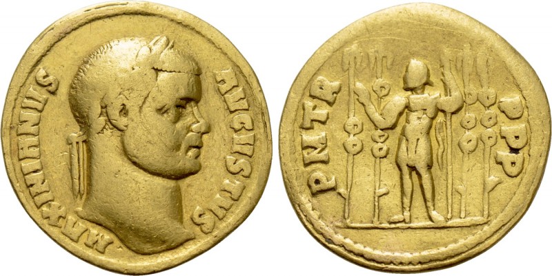 MAXIMIANUS HERCULIUS (First reign, 286-305). GOLD Aureus. Cyzicus.

Obv: MAXIM...