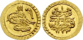 OTTOMAN EMPIRE. Mahmud II (AH 1223-1255 / 1808-1839 AD). GOLD Çeyrek. Qustantiniya (Constantinople). Dated AH 1223//1 (AD 1808).