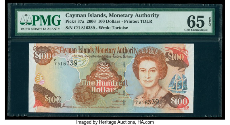 Cayman Islands Monetary Authority 100 Dollars 2006 Pick 37a PMG Gem Uncirculated...