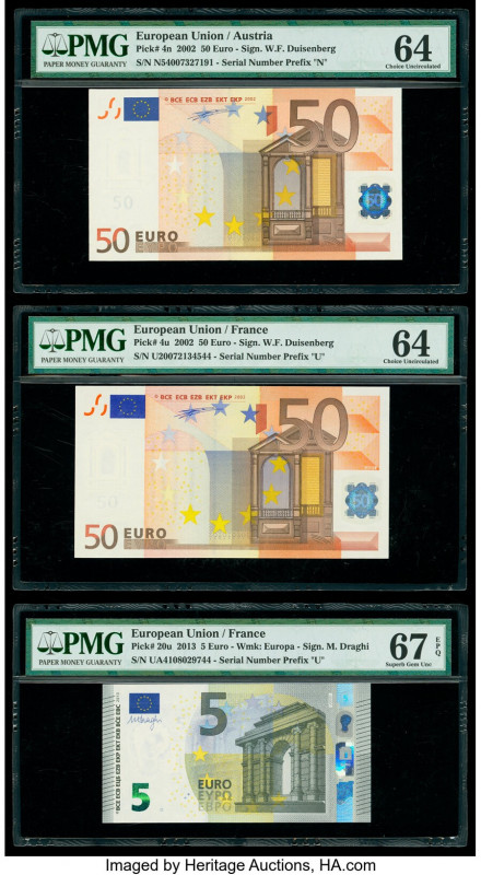 European Union Central Bank, Austria; France (2) 50 (2); 5 Euro 2002 (2); 2013 P...