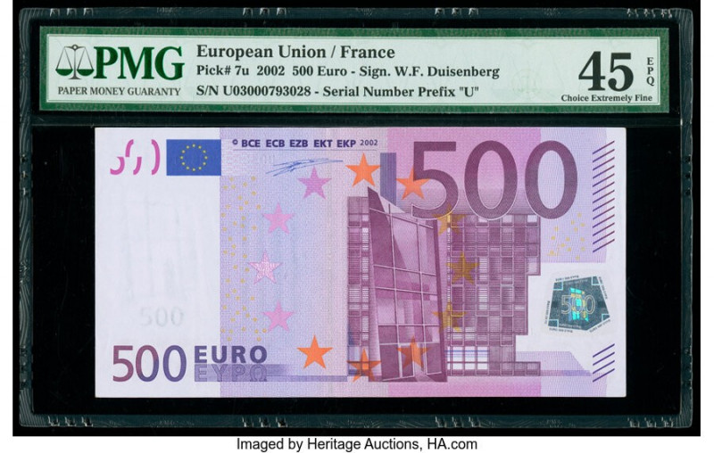 European Union Central Bank, France 500 Euro 2002 Pick 7u PMG Choice Extremely F...
