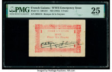 French Guiana Banque de la Guyane 1 Franc ND (1942) Pick 11 PMG Very Fine 25. 

HID09801242017

© 2020 Heritage Auctions | All Rights Reserved