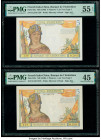 French Indochina Banque de l'Indo-Chine 5 Piastres ND (1946) Pick 55c Two Examples PMG About Uncirculated 55 EPQ; Choice Extremely Fine 45. 

HID09801...
