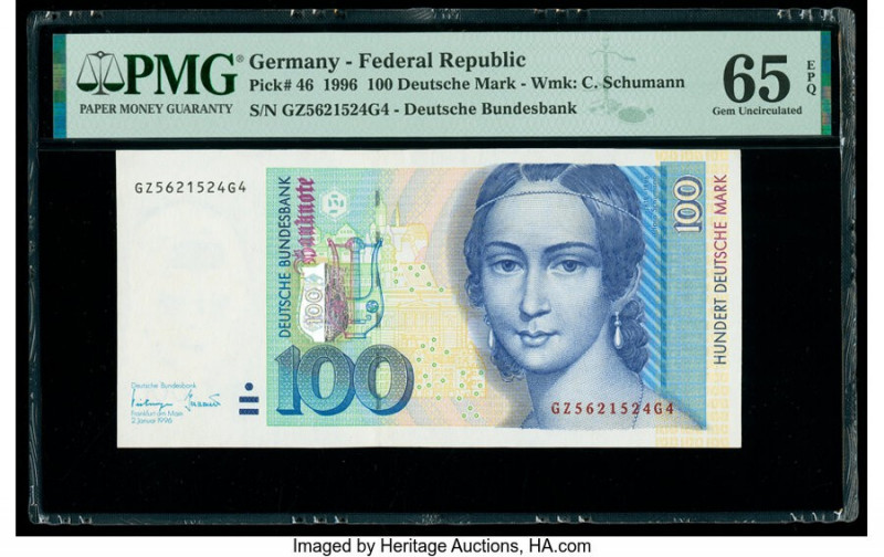 Germany Federal Republic Deutsche Bundesbank 100 Deutsche Mark 2.1.1996 Pick 46 ...