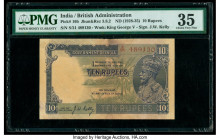 India Government of India 10 Rupees ND (1928-35) Pick 16b Jhun3.8.2 PMG Choice Very Fine 35. Spindle hole at issue, toning and discoloration are prese...