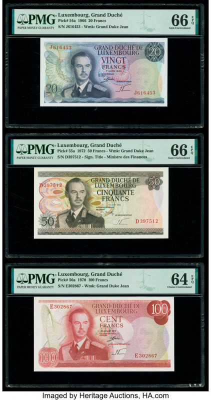 Luxembourg Grand Duche de Luxembourg 20; 50; 100 Francs 7.3.1966; 28.8.1972; 1.7...