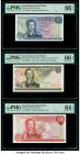 Luxembourg Grand Duche de Luxembourg 20; 50; 100 Francs 7.3.1966; 28.8.1972; 1.7.1970 Pick 54a; 55a; 56a Three Examples PMG Gem Uncirculated 66 EPQ (2...