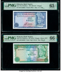 Malaysia Bank Negara 1; 5 Ringgit ND (1981-83); ND (1976) Pick 13b; 14a Two Examples PMG Gem Uncirculated 65 EPQ; Gem Uncirculated 66 EPQ. 

HID098012...