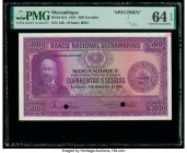 Mozambique Banco Nacional Ultramarino 500 Escudos 1.11.1941 Pick 87s Specimen PMG Choice Uncirculated 64 EPQ. Two POCs are present on this example.

H...