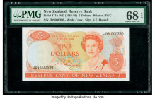 New Zealand Reserve Bank of New Zealand 5 Dollars ND (1985-89) Pick 171b PMG Superb Gem Unc 68 EPQ. 

HID09801242017

© 2020 Heritage Auctions | All R...