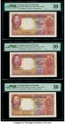 Portugal Banco de Portugal 20 Escudos (1929-40) Pick 143 Three Examples PMG Very Fine 30 (3). Discoloration is noted on one example.

HID09801242017

...