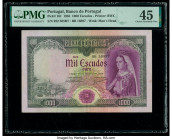 Portugal Banco de Portugal 1000 Escudos 31.1.1956 Pick 161 PMG Choice Extremely Fine 45. An ink bleed is noted on this example.

HID09801242017

© 202...