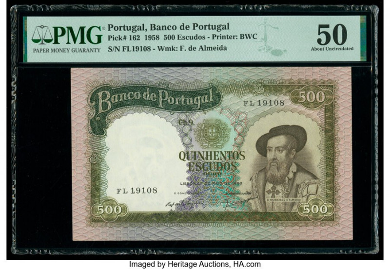 Portugal Banco de Portugal 500 Escudos 27.5.1958 Pick 162 PMG About Uncirculated...