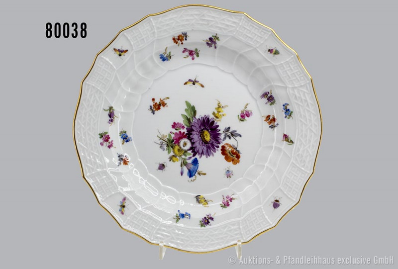 Porzellan flacher Teller, D 24 cm, Meissen, aus dem Service für Kaiser Wilhelm I...