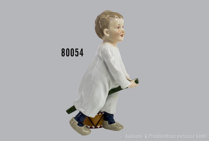 Porzellan Hentschel Kind, Meissen, um 1905, "Stehendes Kind, auf einem Stecken r...