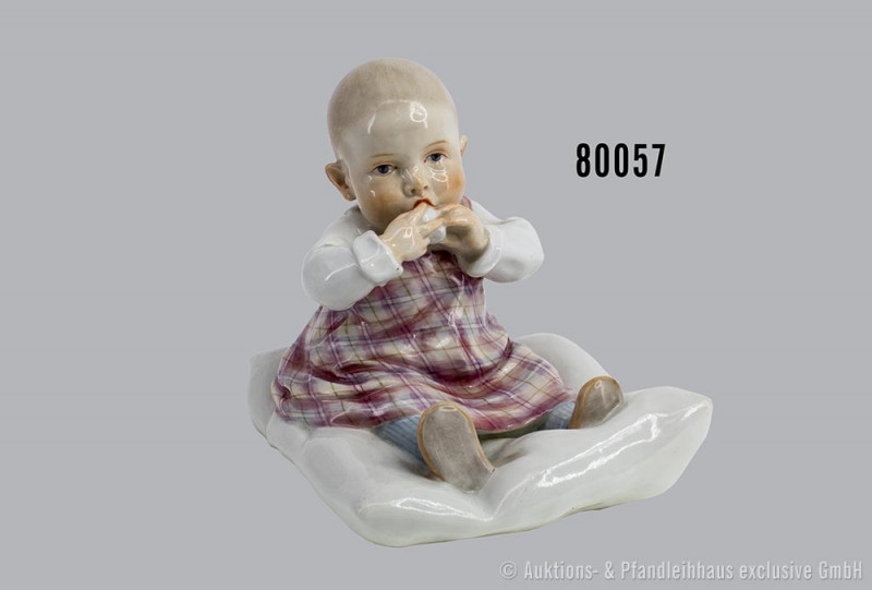 Porzellan Hentschel-Kind, "Kind, auf einem Kissen sitzend", Meissen, 1. Wahl, Mo...