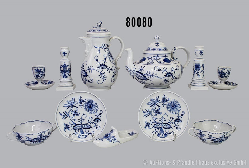 Konv. Porzellan, Meissen, Zwiebelmuster, Form-Nr. 53250, dabei 1 große Platte, D...