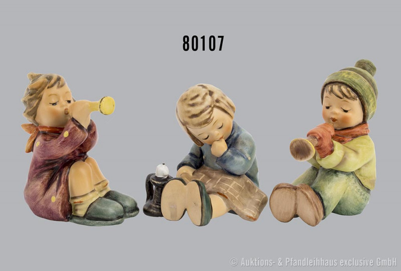 Konv. 3 Goebel Hummel Figuren, dabei 391 "Die kleine Trompeterin", 457 "Der kein...