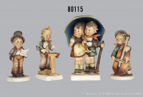 Konv. 4 Goebel Hummel Figuren, dabei 71 "Unter einem Dach", 131 "Kammersänger", 129 "Herr Kapellmeister" und 186 "Der Baßgeiger", Figur 131 und 186 ha...