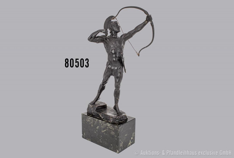 Bronzeskulptur Bogenschütze, signiert "Effenberger", Bronzeguss, Gießereistempel...