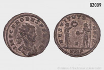 Römische Kaiserzeit, Probus (276-282), Antoninian, Siscia, Rs. RESTITVT ORBIS, Kaiser mit Globus nach links stehend, von weiblicher Gestalt Kranz erha...