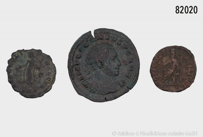 Konv. 3 spätrömische Münzen, Maximinus II. Daia (305-313), Zeit der Christenverf...
