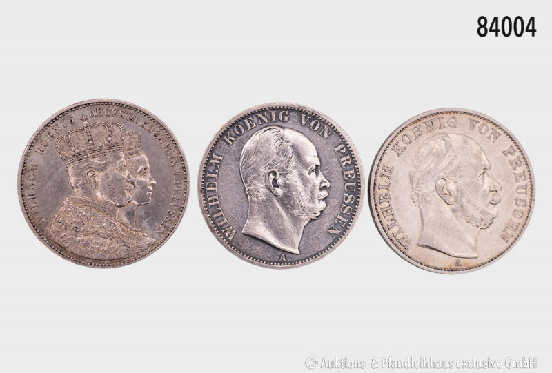 Preußen, Konv. Krönungstaler, Taler 1868 und Siegestaler 1871, gemischter Zustan...