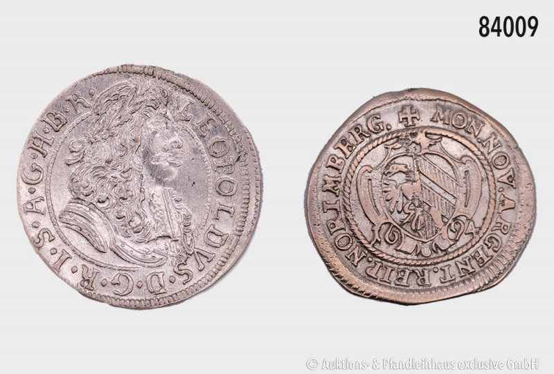 Konv. Hall Leopold I., 3 Kreuzer 1688 und Nürnberg 2 Kreuzer 1694, sehr schön