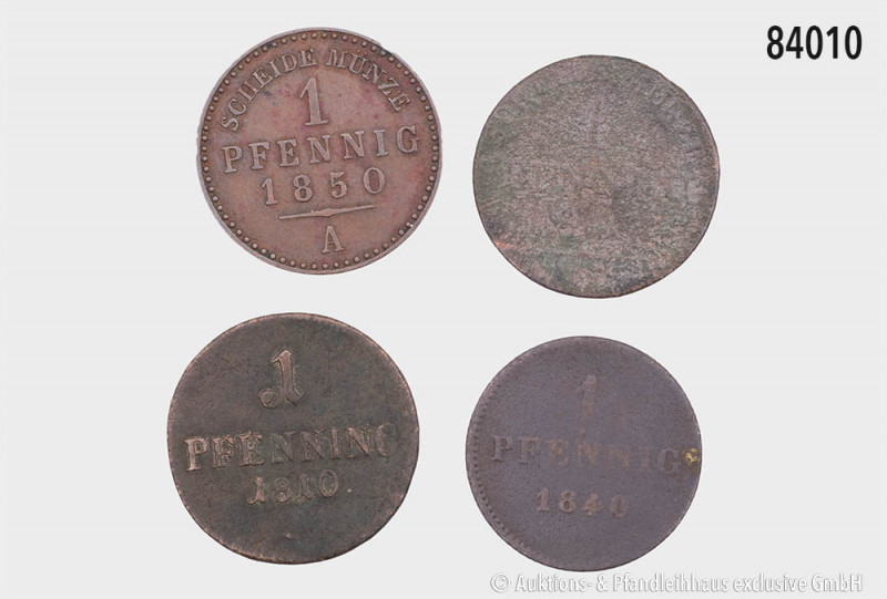 Altdeutschland, Konv. Preußen 1 Pfennig 1837, Bayern 1 Pfennig 1810 und 1840 und...