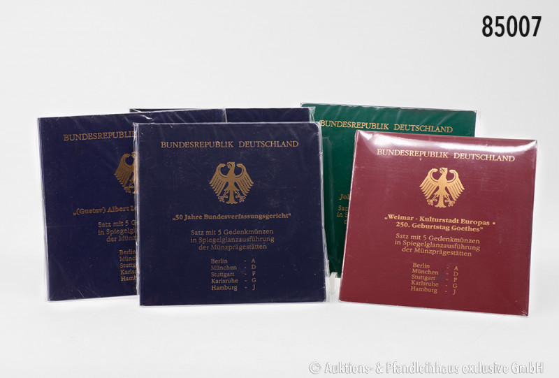 BRD, Konv. 5 Komplettsätze der 10-DM-Gedenkmünzen Albert Lortzing, 750 Jahre Kat...