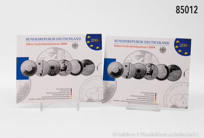 BRD, Konv. 2 x Silbergedenkmünzenset 2004, 12 x 10 Euro, 925er Sterlingsilber (i...