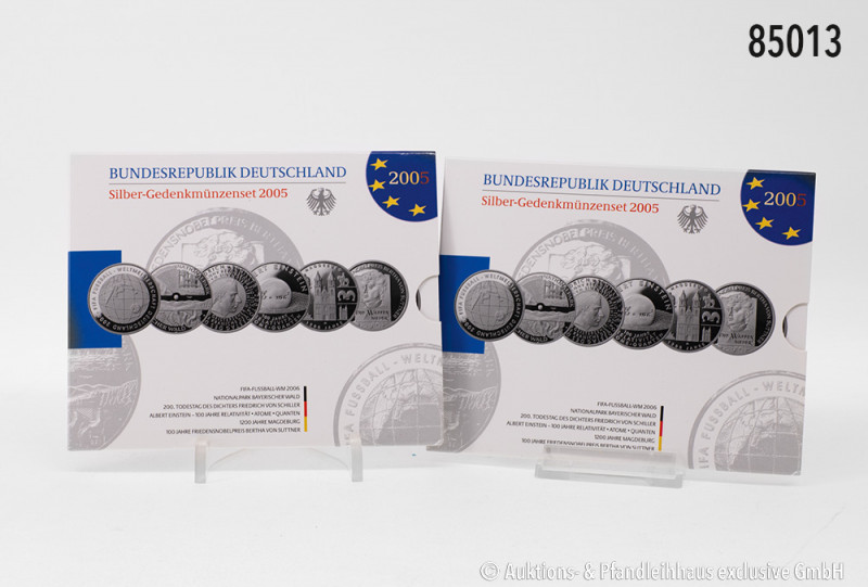 BRD, Konv. 2 x Silbergedenkmünzenset 2005, 12 x 10 Euro, 925er Sterlingsilber (i...