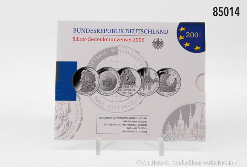 BRD, Silbergedenkmünzenset 2006, 5 x 10 Euro, 925er Sterlingsilber (insgesamt ca...