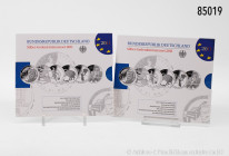 BRD, Konv. 2 x Silbergedenkmünzenset 2011, 12 x 10 Euro, 625er Silber, PP, in OVP, OVP mit Lagerspuren