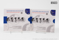 BRD, Konv. 2 x Silbergedenkmünzenset 2015, 10 x 10 Euro, 625er Silber, PP, in OVP, OVP mit Lagerspuren