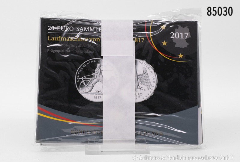 BRD, Konv. 20-Euro-Sammlermünze 2017, 925er Sterlingsilber, Laufmaschine von Kar...