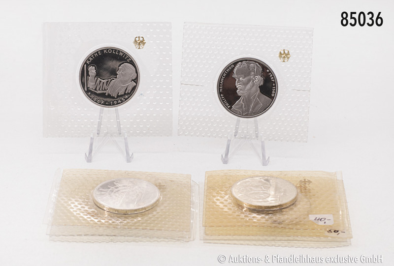 BRD, Konv. 10 x 10-DM-Silbergedenkmünzen aus 1989/1997, dabei auch Dubletten, PP...