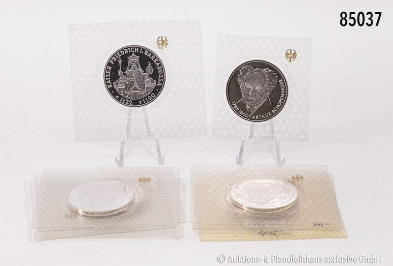 BRD, Konv. 10 x 10-DM-Silbergedenkmünzen aus 1988/1997, dabei auch Dubletten, PP...