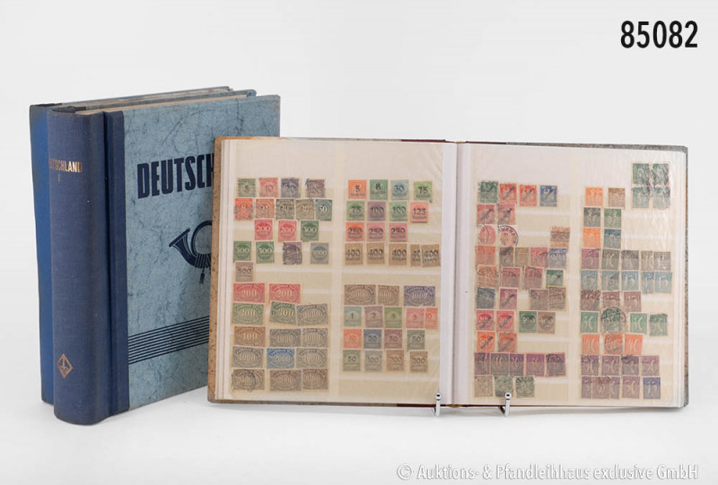 Konv. 2 Leuchtturmalben und 1 Briefmarkenalbum, dabei Altdeutschland, Deutsches ...