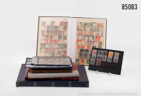 Konv. 6 Briefmarkenalben, Deutsches Reich, alle Welt, dabei auch Plattenfehler und Fehldrucke, hoher Katalogwert, bitte besichtigen