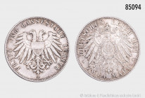 Deutsches Reich (Kaiserreich), Lübeck, 2 Mark 1901 A, 28 mm, J. 80, selten, kleine Kratzer und Randfehler, etwas berieben, fast vorzüglich