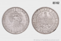 Weimarer Republik, 3 RM 1929 E, 1000 Jahre Burg und Stadt Meißen, 30 mm, Jaeger 338, kleine Randfehler und Kratzer, fast vorzüglich