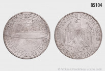 Weimarer Republik, 3 RM 1929 A, Weltflug Graf Zeppelin, 30 mm, Jaeger 342, kleine Randfehler und Kratzer, fast vorzüglich