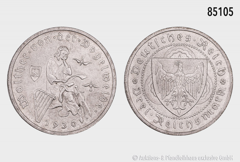 Weimarer Republik, 3 RM 1930 A, 700. Todestag von Walther von der Vogelweide, 30...
