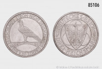 Weimarer Republik, 3 RM 1930 J, Rheinlandräumung, 30 mm, Jaeger 345, kleine Randfehler und Kratzer, fast vorzüglich-vorzüglich