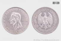 Drittes Reich, 5 RM 1934 F, Schiller, 29 mm, Jaeger 359, Randfehler und Kratzer, fast vorzüglich