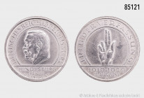 Weimarer Republik, 5 RM 1929 A, Hindenburg, 36 mm, Jaeger 341, kleine Randfehler und Kratzer, fast vorzüglich-vorzüglich
