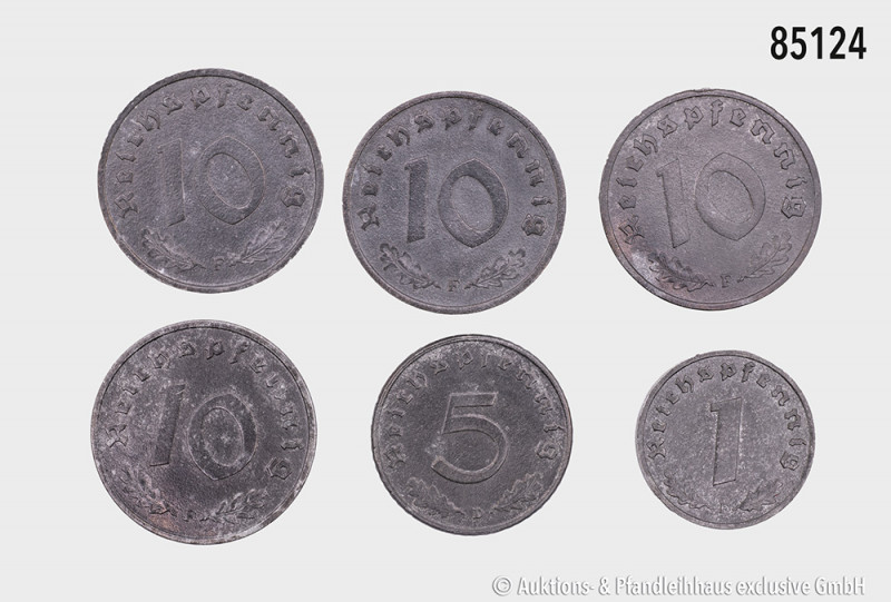 Deutschland unter alliierter Besatzung, Konv. 10 Reichspfennig 1945 F, 1946 F, 1...