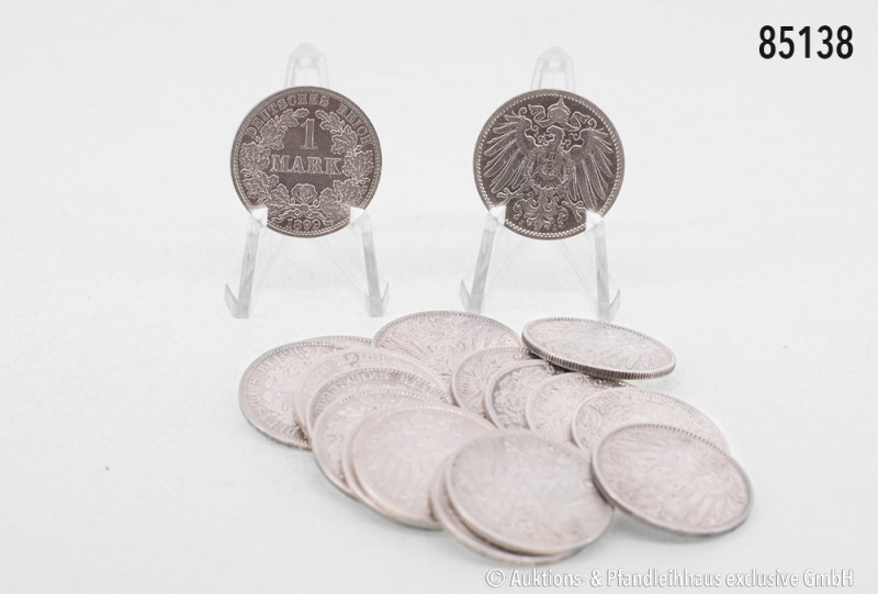 Deutsches Reich (Kaiserreich), Komplettsätze 1 Mark 1896, 1898, 1899 und 1900, S...