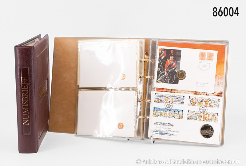 Aus Sammler-Nachlass: Konv. 2 Alben mit insgesamt 30 Numisbriefen alle Welt, bit...